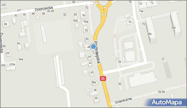 Kalisz, Podmiejska, 44a, mapa Kalisza