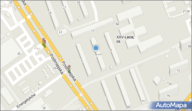 Kalisz, Podmiejska, 7, mapa Kalisza