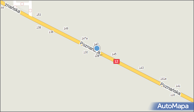 Kalisz, Poznańska, 128, mapa Kalisza