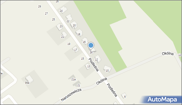 Kałuszyn, Podleśna, 14, mapa Kałuszyn