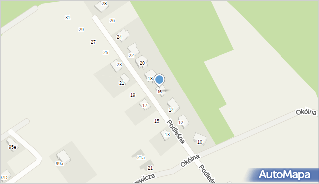 Kałuszyn, Podleśna, 16, mapa Kałuszyn