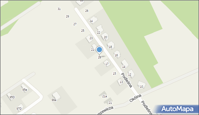 Kałuszyn, Podleśna, 19, mapa Kałuszyn