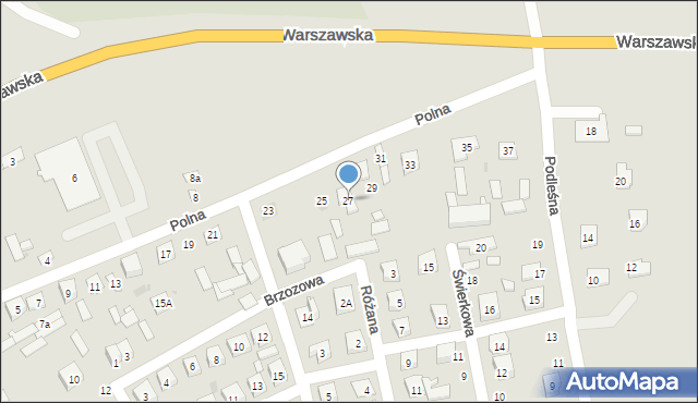 Kałuszyn, Polna, 27, mapa Kałuszyn