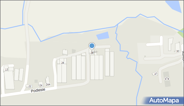 Kalwaria Zebrzydowska, Podlesie, 28, mapa Kalwaria Zebrzydowska