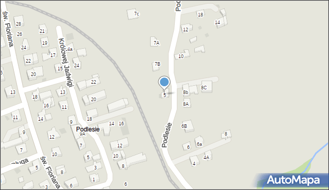 Kalwaria Zebrzydowska, Podlesie, 5, mapa Kalwaria Zebrzydowska