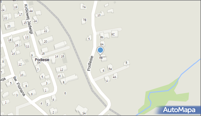 Kalwaria Zebrzydowska, Podlesie, 6B, mapa Kalwaria Zebrzydowska