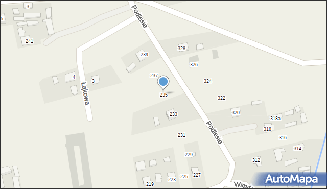 Kamień, Podlesie, 235, mapa Kamień