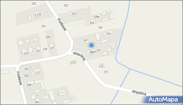 Kamień, Podlesie, 308, mapa Kamień