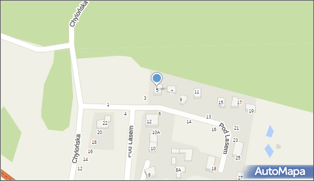 Kamień, Pod Lasem, 5, mapa Kamień