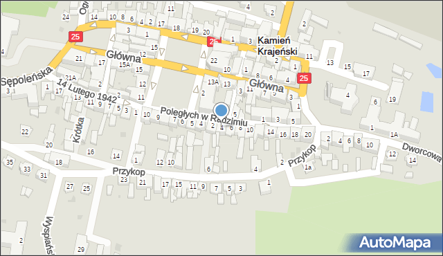Kamień Krajeński, Poległych w Radzimiu, 4, mapa Kamień Krajeński