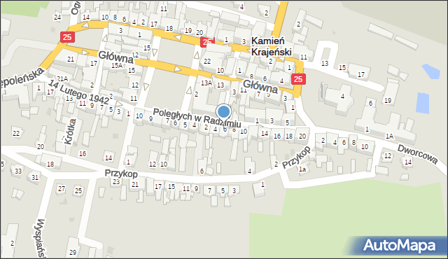 Kamień Krajeński, Poległych w Radzimiu, 6, mapa Kamień Krajeński