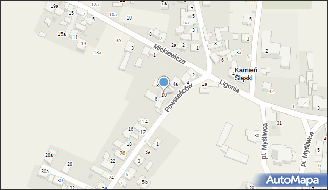 Kamień Śląski, Powstańców, 10, mapa Kamień Śląski