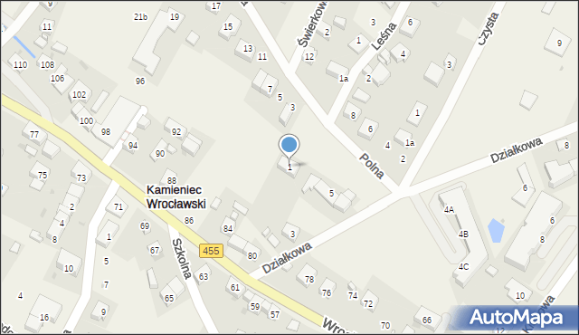 Kamieniec Wrocławski, Polna, 1, mapa Kamieniec Wrocławski