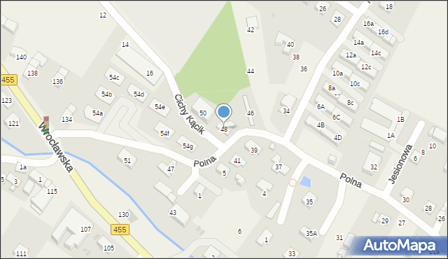 Kamieniec Wrocławski, Polna, 48, mapa Kamieniec Wrocławski