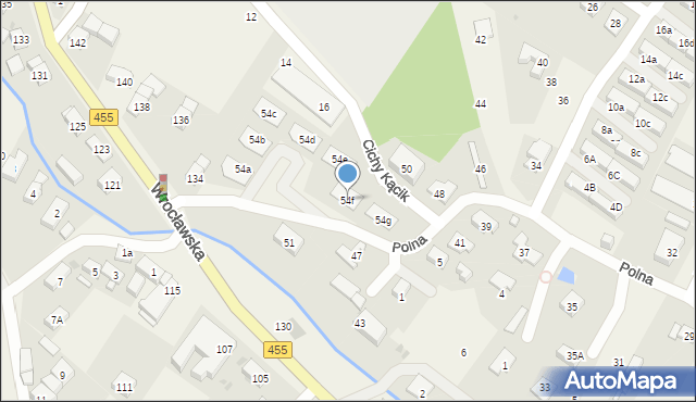 Kamieniec Wrocławski, Polna, 54f, mapa Kamieniec Wrocławski