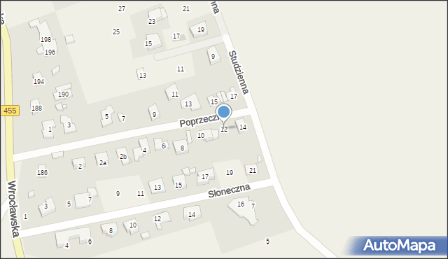 Kamieniec Wrocławski, Poprzeczna, 12, mapa Kamieniec Wrocławski