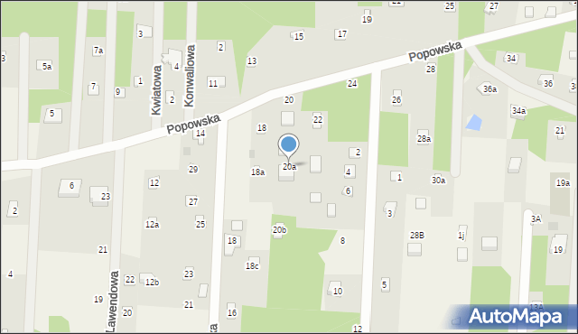 Kania Polska, Popowska, 20a, mapa Kania Polska