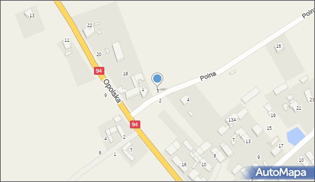 Karczów, Polna, 3, mapa Karczów