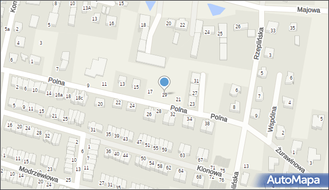 Karwiany, Polna, 19, mapa Karwiany