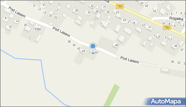 Kaszów, Pod Lasem, 46, mapa Kaszów