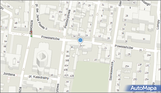 Katowice, Powstańców, 17, mapa Katowic