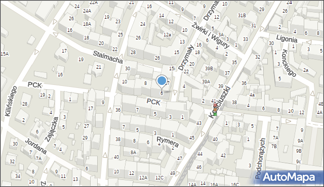 Katowice, Polskiego Czerwonego Krzyża, 6, mapa Katowic