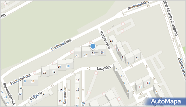 Katowice, Podhalańska, 24, mapa Katowic