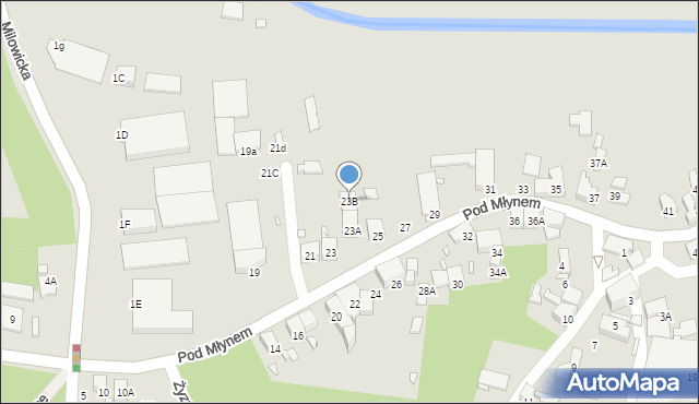 Katowice, Pod Młynem, 23B, mapa Katowic