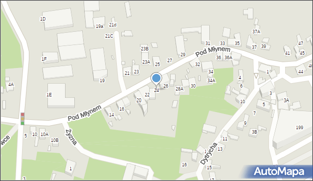 Katowice, Pod Młynem, 24, mapa Katowic