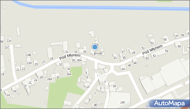 Katowice, Pod Młynem, 37, mapa Katowic