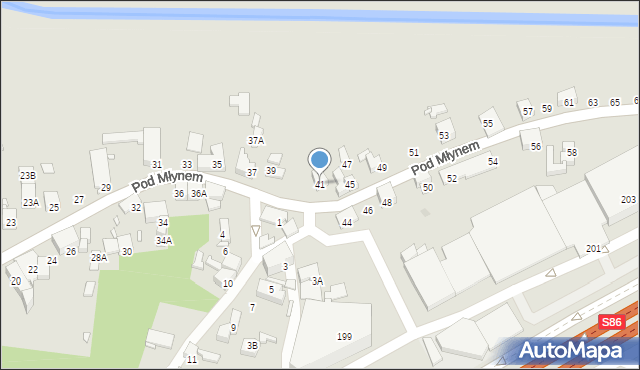 Katowice, Pod Młynem, 41, mapa Katowic