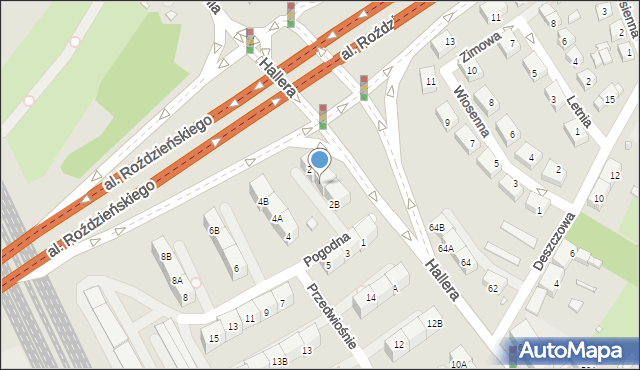 Katowice, Pogodna, 2A, mapa Katowic