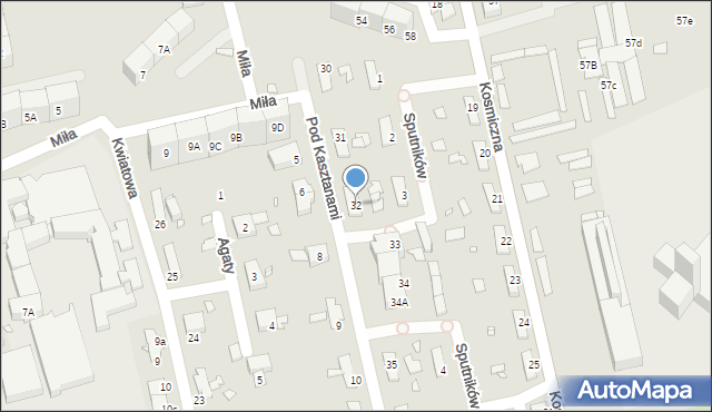 Katowice, Pod Kasztanami, 32, mapa Katowic