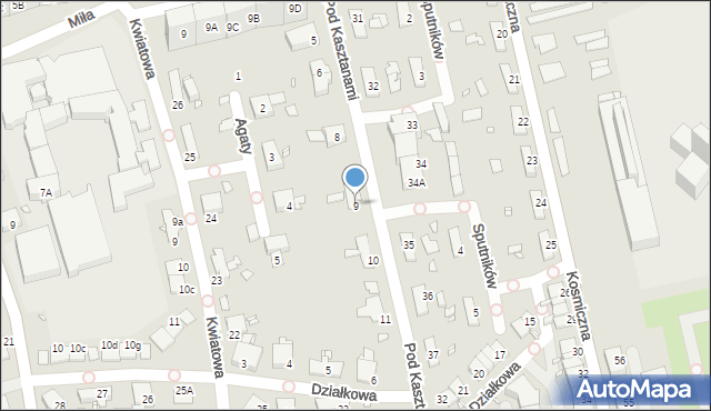 Katowice, Pod Kasztanami, 9, mapa Katowic