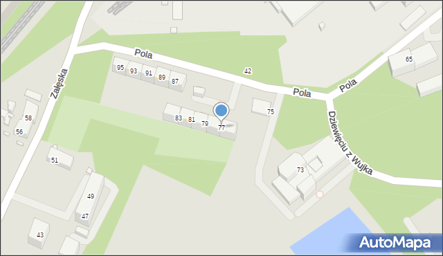 Katowice, Pola Wincentego, 77, mapa Katowic