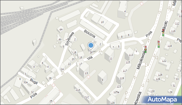 Katowice, Pola Wincentego, 14, mapa Katowic