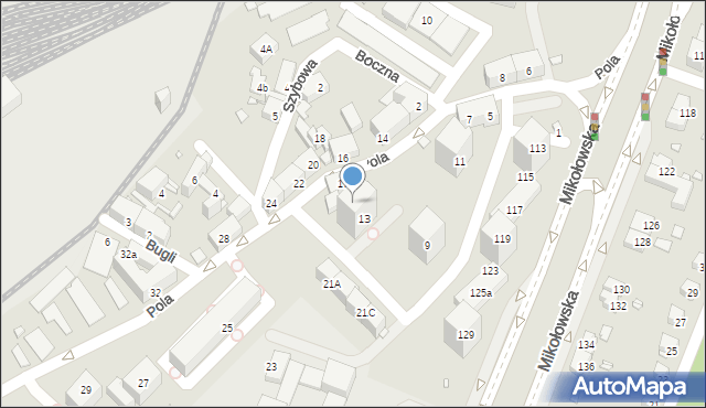 Katowice, Pola Wincentego, 15, mapa Katowic