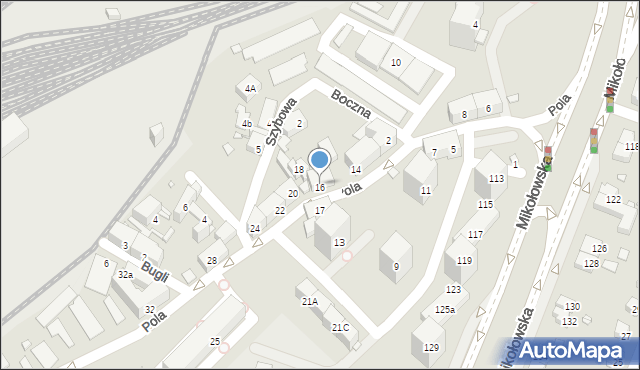 Katowice, Pola Wincentego, 16, mapa Katowic