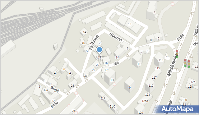 Katowice, Pola Wincentego, 18, mapa Katowic