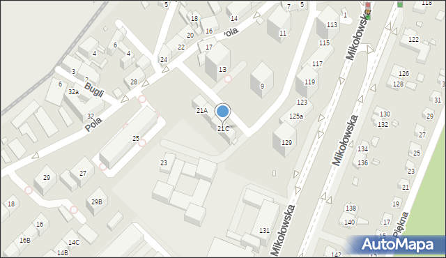 Katowice, Pola Wincentego, 21C, mapa Katowic