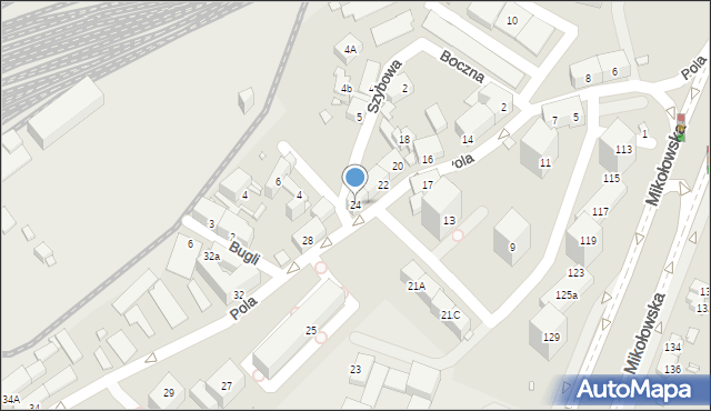 Katowice, Pola Wincentego, 24, mapa Katowic