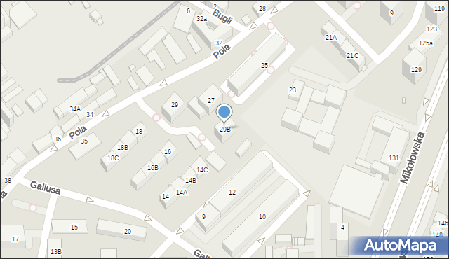 Katowice, Pola Wincentego, 29B, mapa Katowic