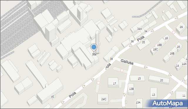 Katowice, Pola Wincentego, 38a, mapa Katowic