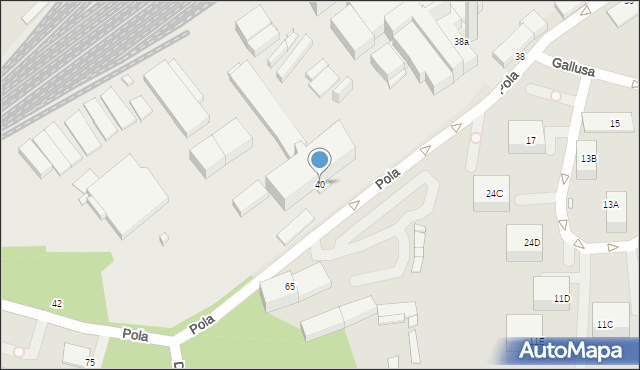 Katowice, Pola Wincentego, 40, mapa Katowic