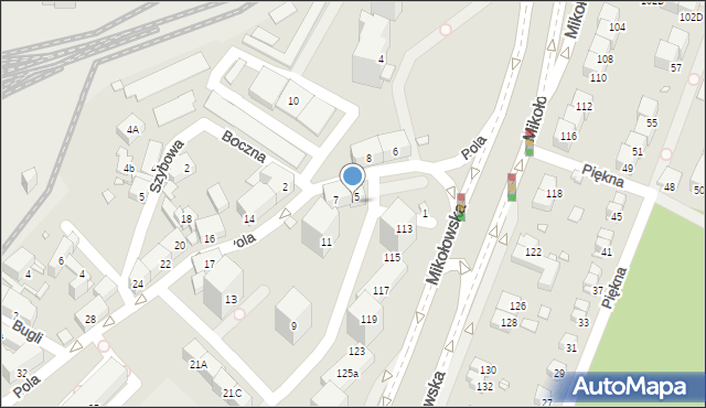 Katowice, Pola Wincentego, 7a, mapa Katowic