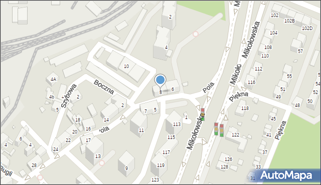 Katowice, Pola Wincentego, 8, mapa Katowic