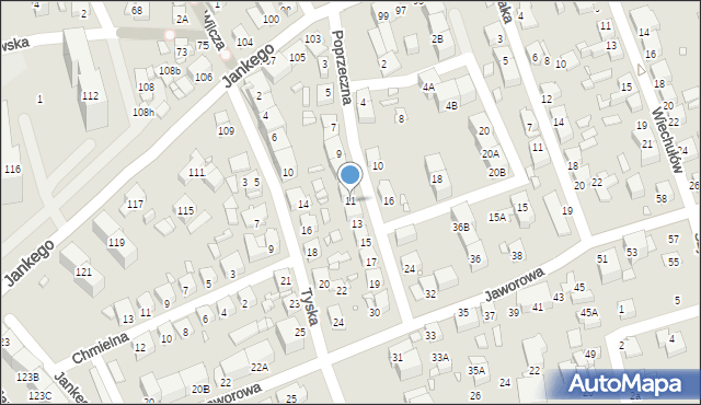 Katowice, Poprzeczna, 11, mapa Katowic