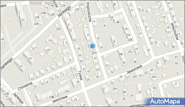 Katowice, Poprzeczna, 13, mapa Katowic