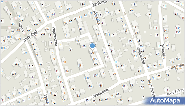 Katowice, Poprzeczna, 20, mapa Katowic