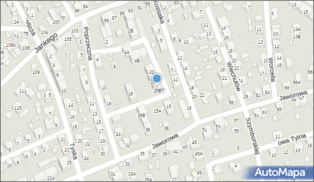 Katowice, Poprzeczna, 20B, mapa Katowic